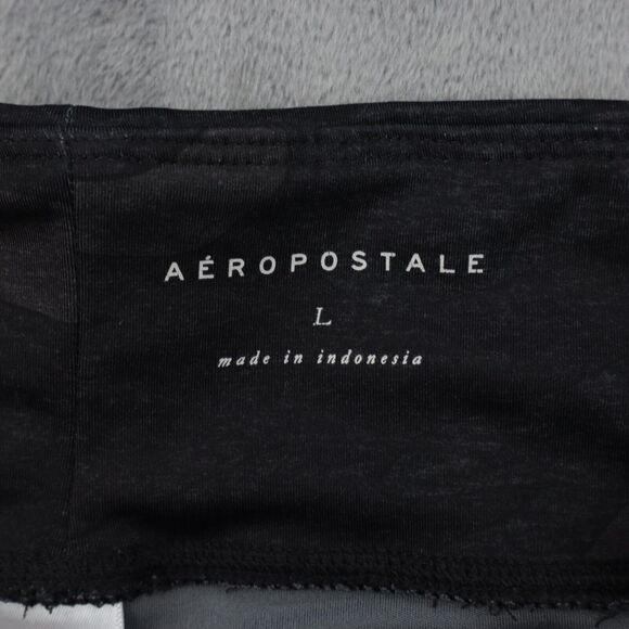 Aeropostale Pants Womens L Black Camouflage Stretchable High Waist Pull On - Picture 2 of 13